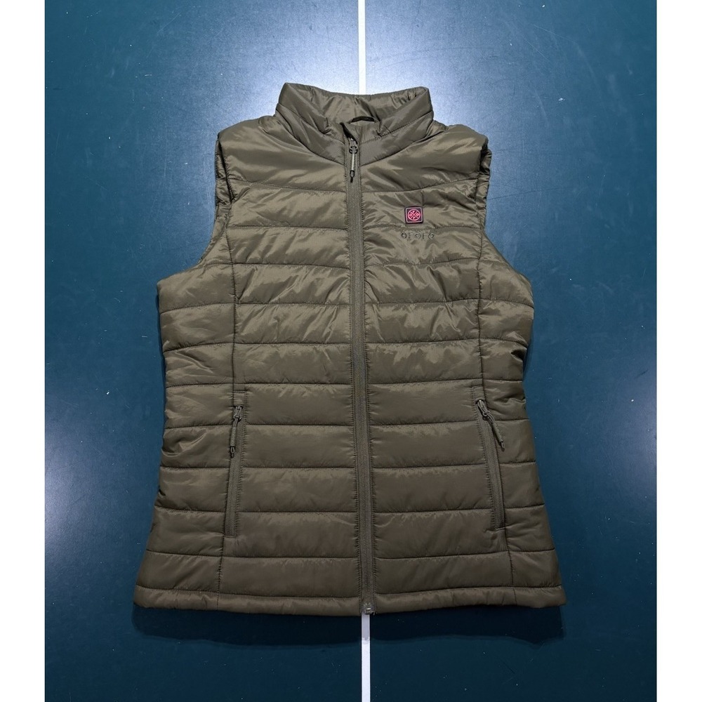 Ororo Heated Vest Women's Small Green Full Zip Softshell w/ Battery Pack Quilted